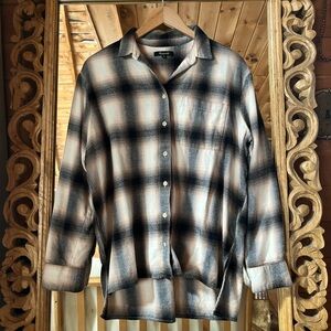 NWOT Madewell Black and Cream Plaid Cotton Shirt